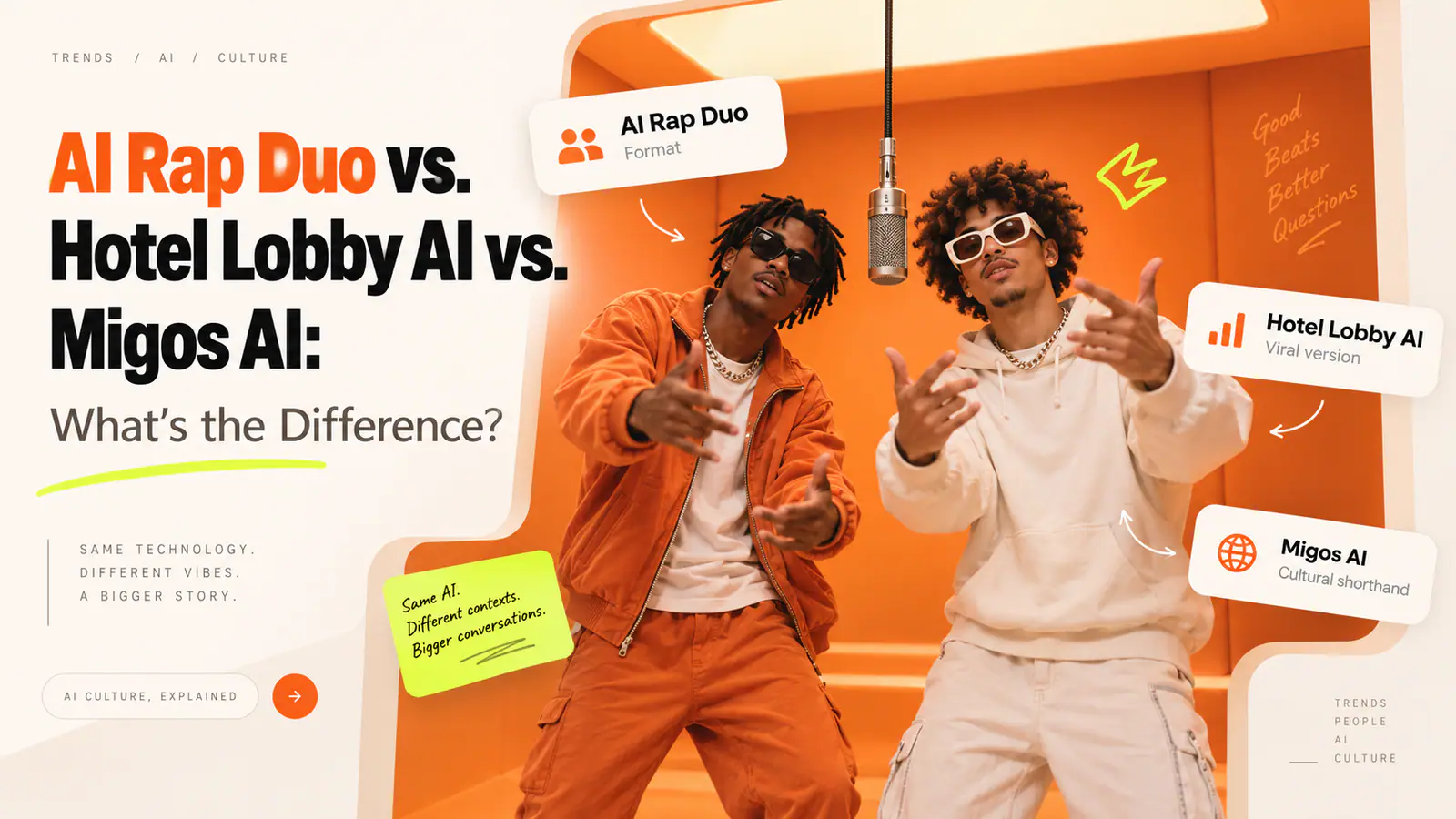 AI Rap Duo vs. Hotel Lobby AI vs. Migos AI: What’s the Difference?
